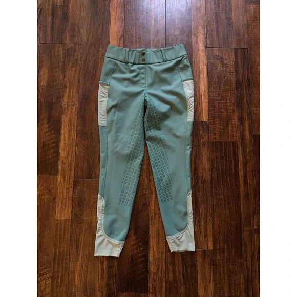 Piper by SmartPak Breeches Equestrian Riding Pants Women Medium Green Knee Patch - Picture 1 of 9